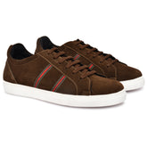 Country Maddox Brown Suede Leather Shoe with stylish stripe detailing